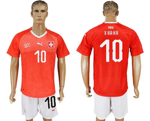 Switzerland #10 Xhaka Red Home Soccer Country Jersey